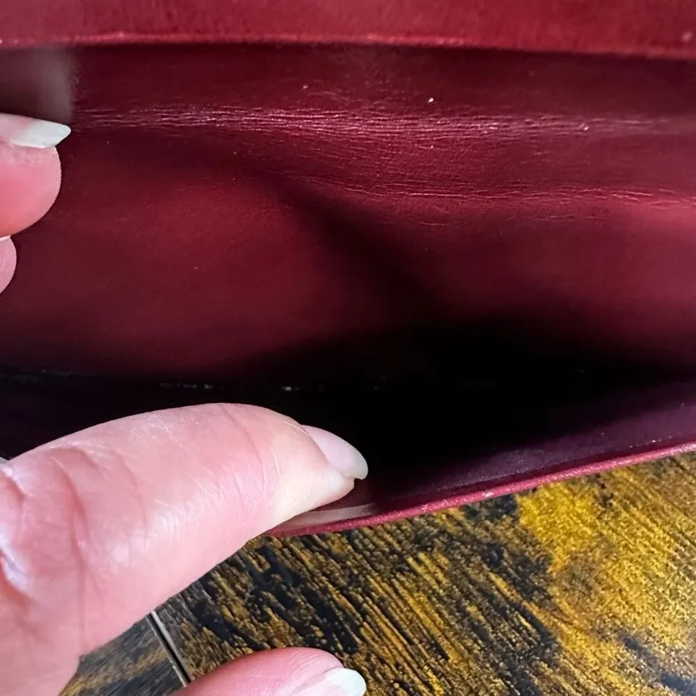 Cartier Vintage Bordeaux Leather‎ Long Bifold Vertical Wallet